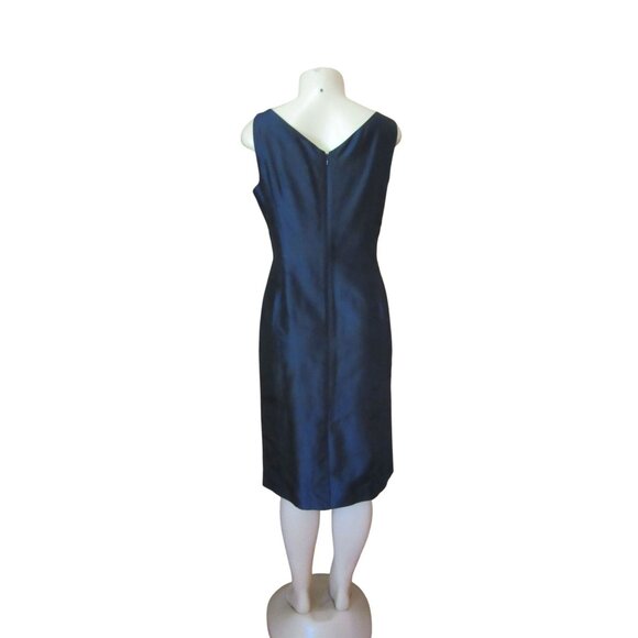 Vintage New w Tags, Talbots Navy Blue Pure Silk Dress w Jacket SZ 8 - Picture 5 of 9